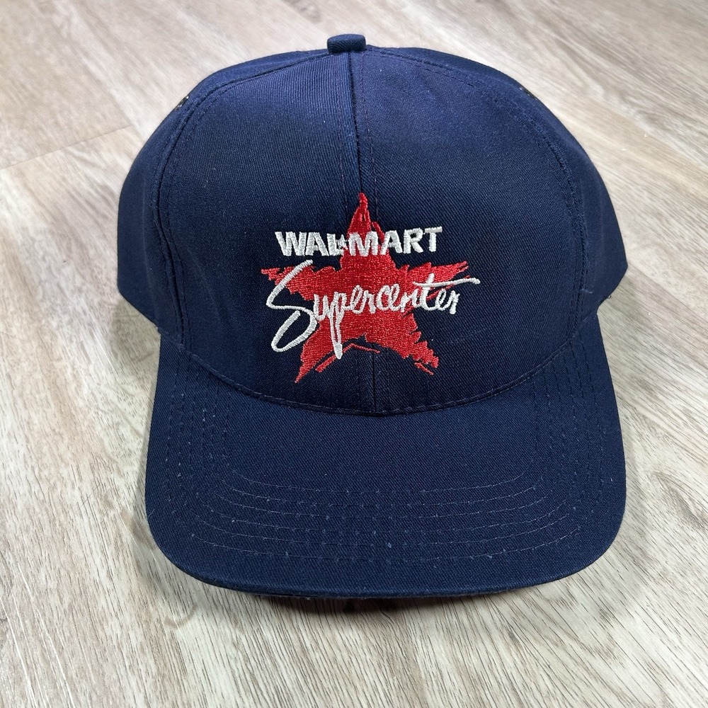 VTG Walmart SuperCenter Snapback Blue Red White P Cap Made in USA
